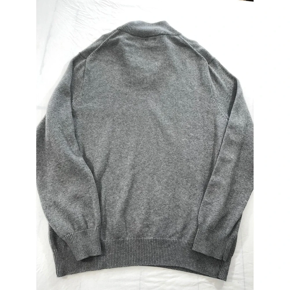 J Crew Men's XXL‎ Quarter Zip Sweater Gray Cotton Cashmere Blend